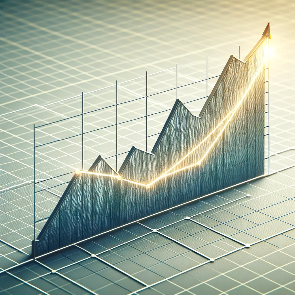 This image depicts a clean, professional-looking trend line graph. It features a horizontal X-axis and a vertical Y-axis, with a clear trend line starting from the lower left corner and moving diagonally upwards towards the upper right corner, symbolizing a positive, upward trend. The background is plain with subtle grid lines, giving it an analytical and business-like appearance. There are no specific data points or labels, just the axes and the ascending trend line.